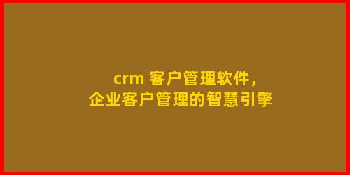 crm 客户管理软件，企业客户管理的智慧引擎